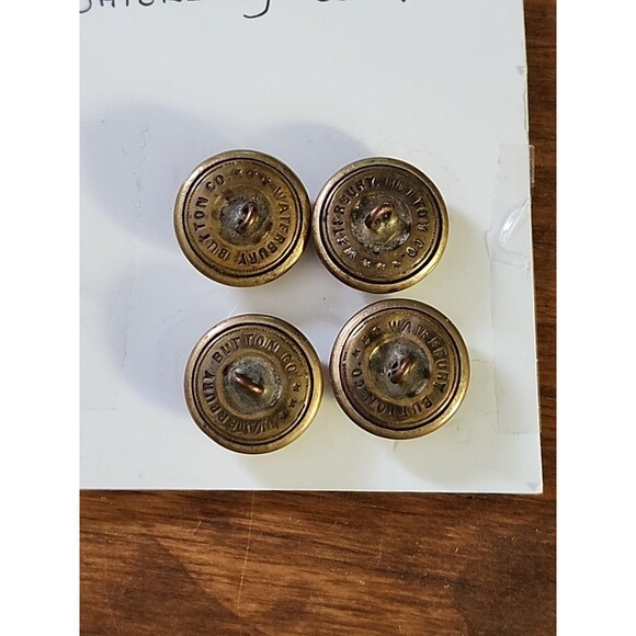 Vintage Brass Military Band Buttons Lot (4) – Lyre Harp Musician Insignia - Picture 8 of 9